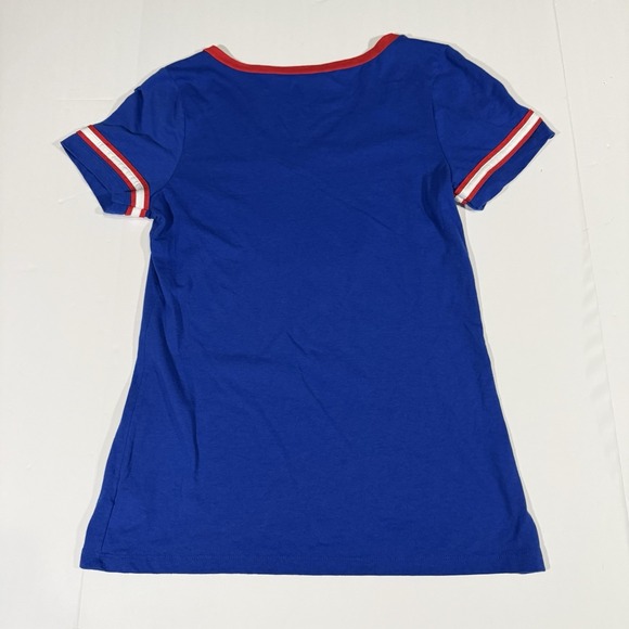 NFL Team Apparel New York Giants Women's L V-Neck Jersey T-Shirt Blue 25 - Picture 3 of 8